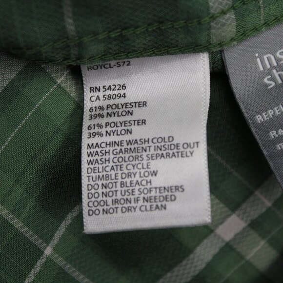 Royal Robbins Shirt Adult Medium Green/White Plaid Insect Shield L/S Button Up - Picture 9 of 13